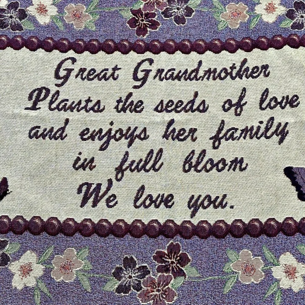 Great Grandmothers Love Woven Tapestry Style Throw Blanket Purple Butterflies